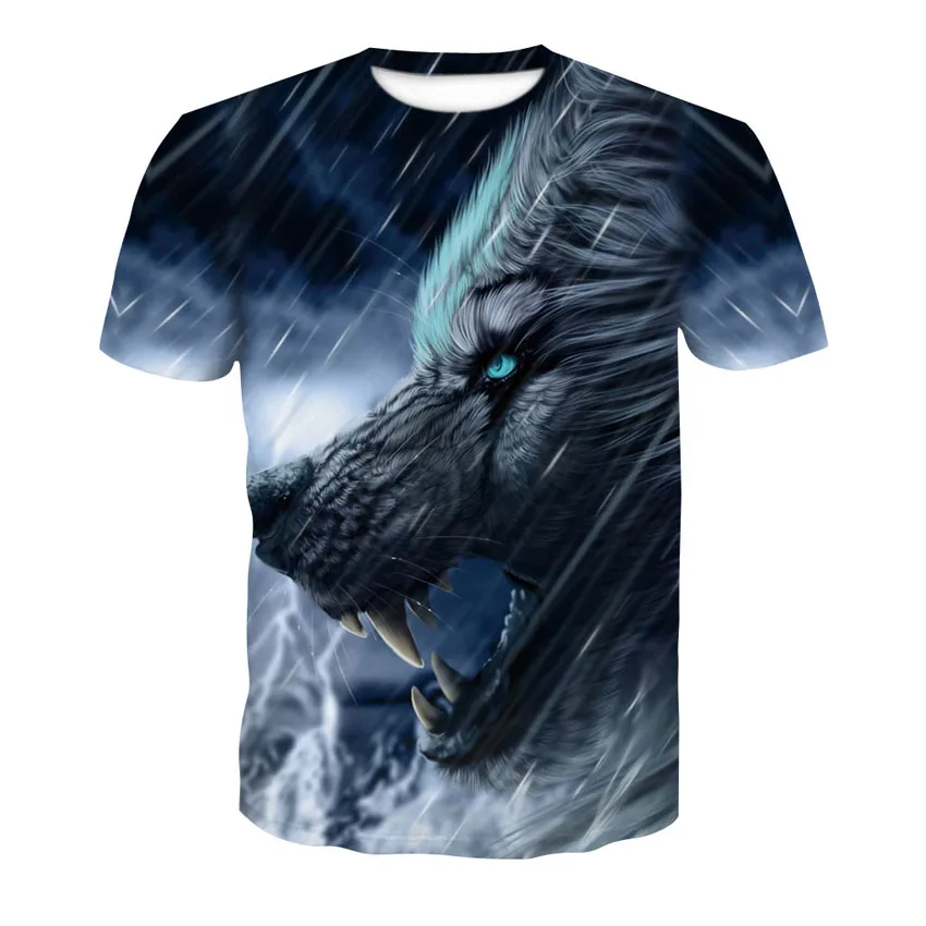 Mens tee 3d t shirt homme Summer Wolf Animal Printing Short Sleeve T-Shirt Blouse Tops Male funny shirts camiseta masculina | Мужская