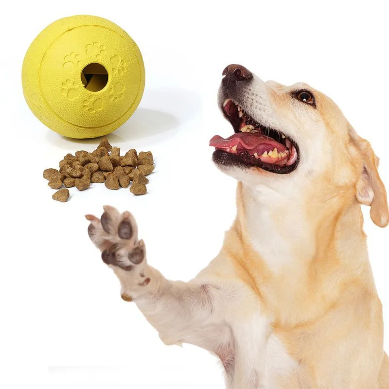 Pet Dog протекающий пищевой мяч резиновая игрушка жевательная шарик устойчивый к