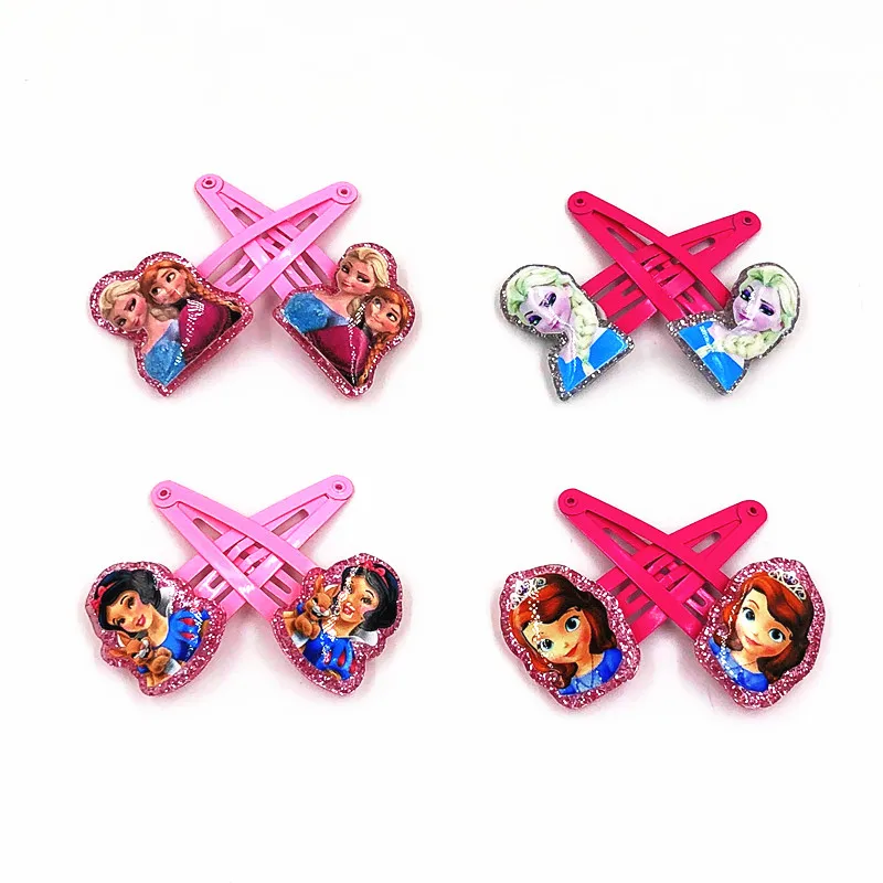 4Pcs Cute Children Shiny Hair Clip Headwear Princess Elsa Anna Kids pins Accessories Girls Barrettes Party Gift Tiaras | Детская одежда