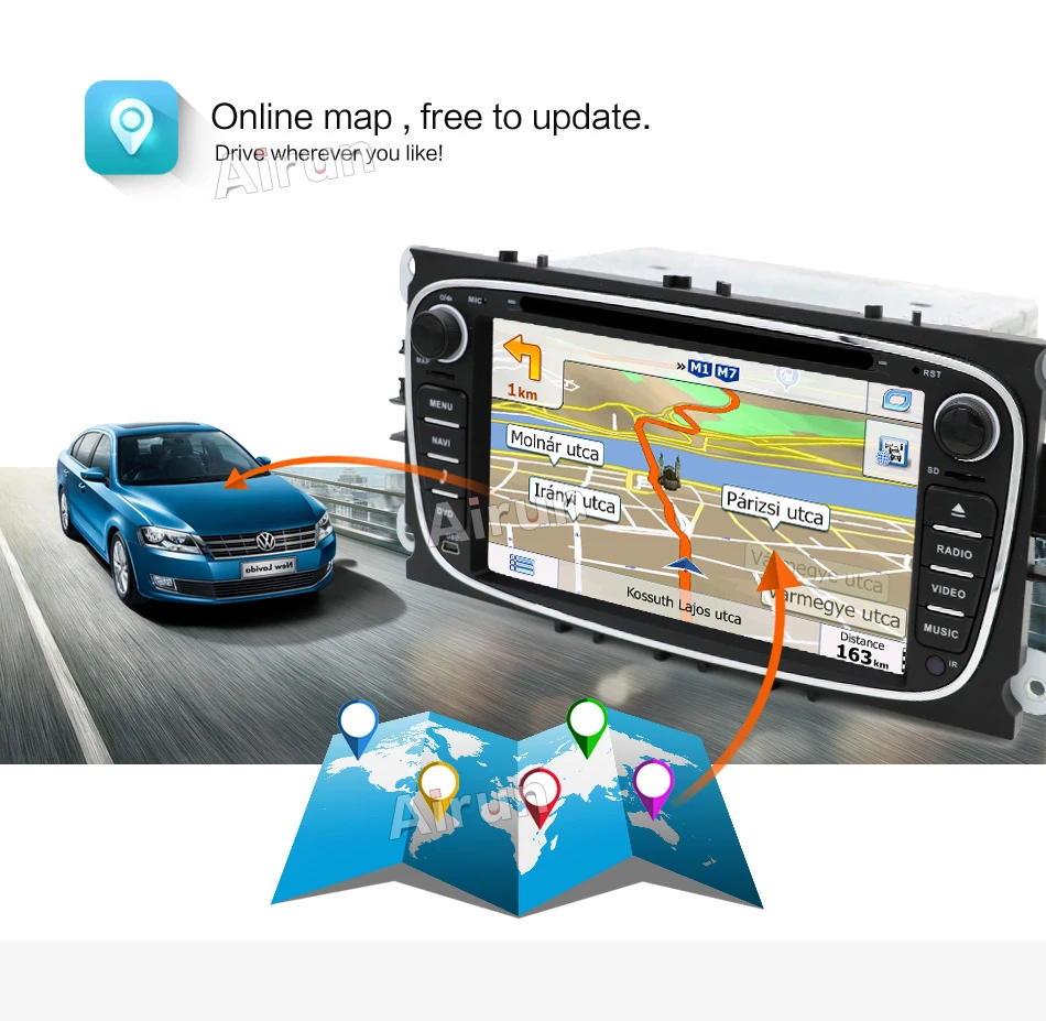 Четырехъядерный 2din Android 7 1 автомобильный DVD для Ford Mondeo C max S с английским Wifi 3G GPS