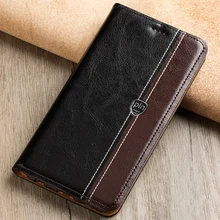Fashion Stitching Color Cover Case For Meizu Meilan Note 6 Case Flip Stand Magnetic Genuine Leather Phone Cover Bag