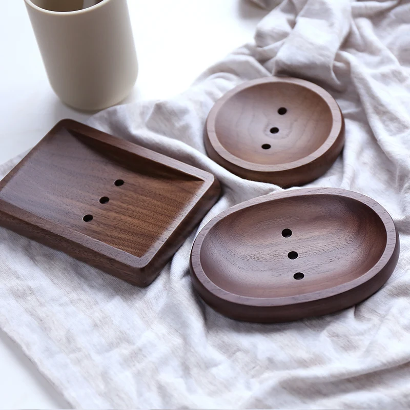 creative black walnut wood soap box bathroom manual drain rack lw1229258 | Обустройство дома