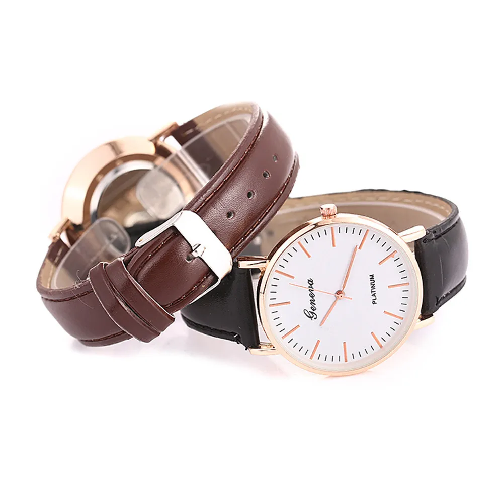 Модные повседневные Женские кожаные кварцевые наручные часы из нержавеющей