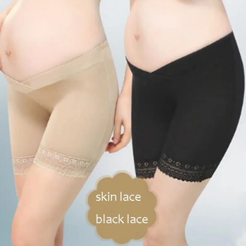 Pregnant Women Leggings Two Pieces Of Security Pants Anti-light Low Waist Maternity Dress Three Points Shorts Lace Summer 4098 |