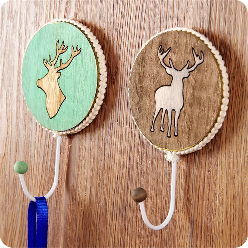 Деревянный лосиный крепкий клеевой крючок креативный настенный подвесной Не