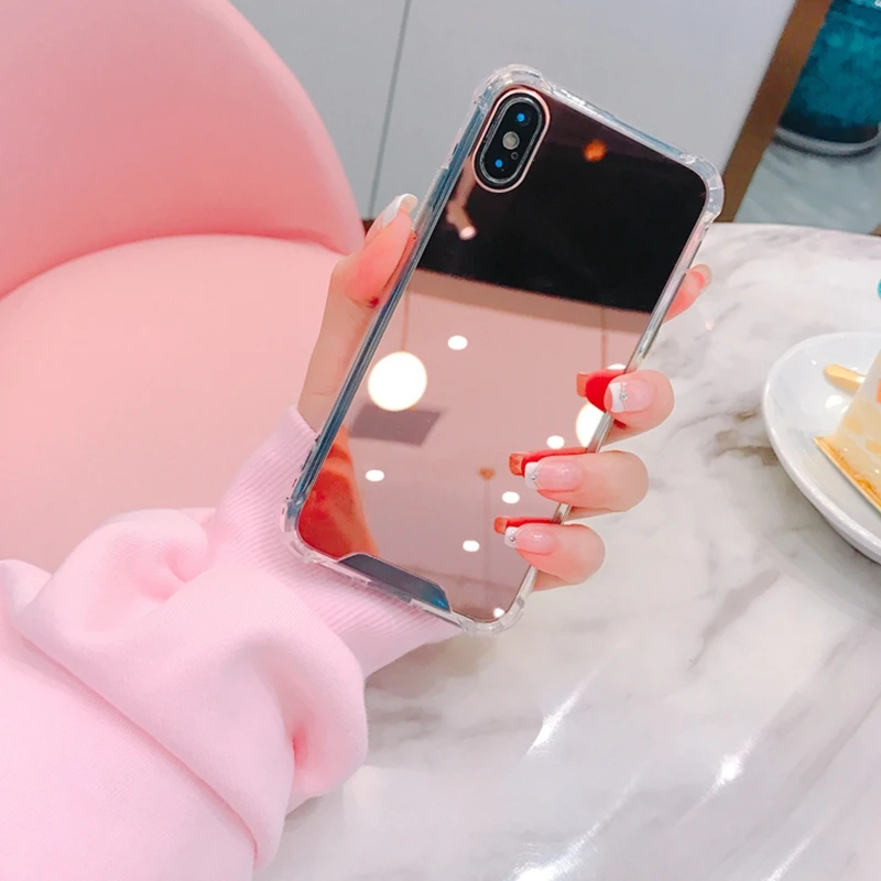Чехол с зеркалом для макияжа iphone XS Max XR 7 8 plus мягкий силиконовый чехол iPhone 6 s