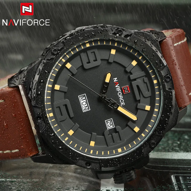 2019 NAVIFORCE часы мужские модные повседневные кварцевые наручные Дата Неделя задняя