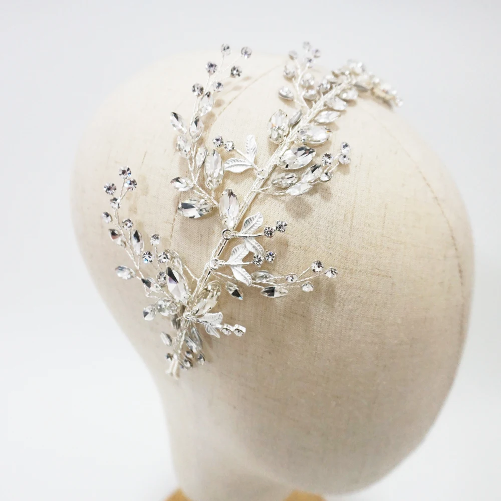 

Real Sample Crystal Bridal Headband Handmade Rhinestone Wedding Tiara Prom Party Jewelry For Bridesmaid