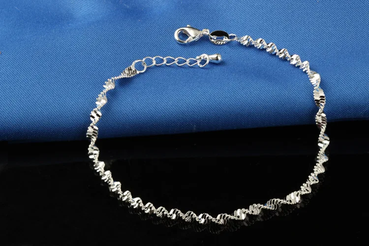 Модная витая плетеная цепочка для женщин ножной браслет серебряного цвета