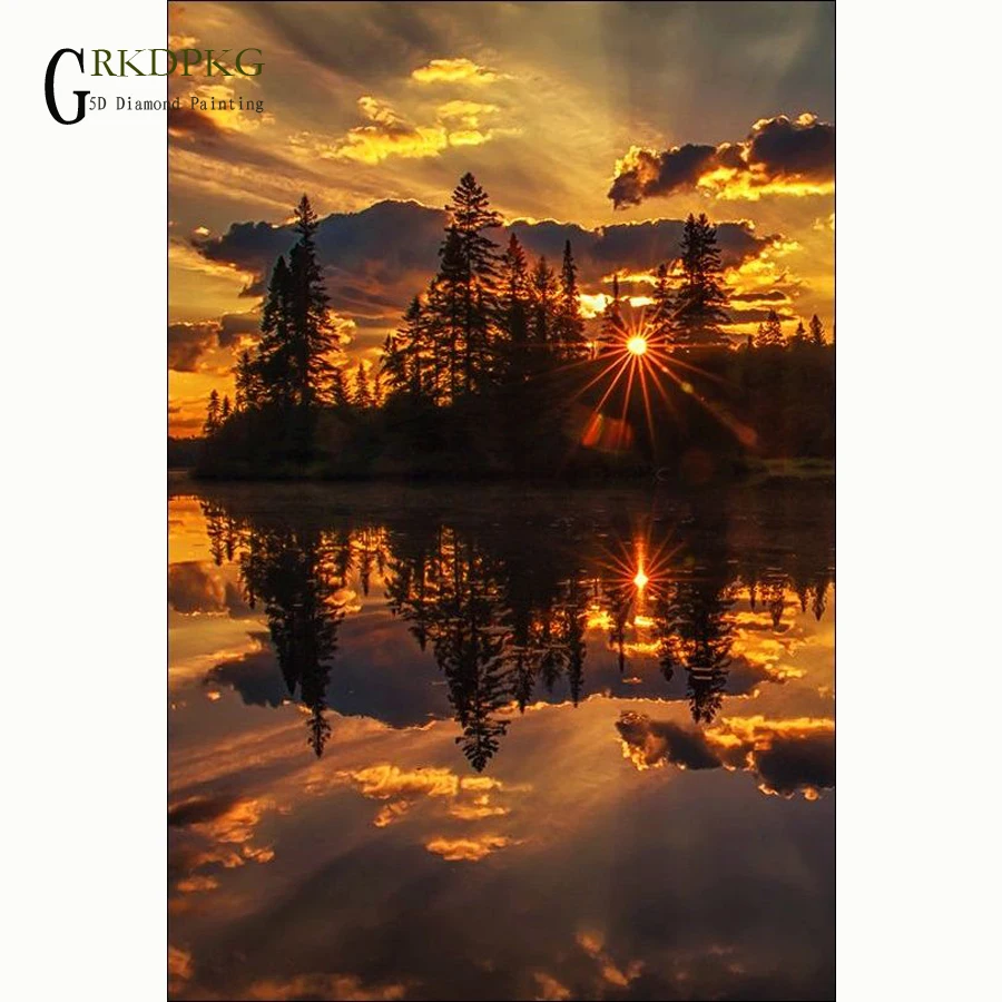 

Набор для алмазной вышивки 5d с изображением заката, картина из страз «сделай сам», вышивка крестиком, мозаика без отделки, украшение для дом...