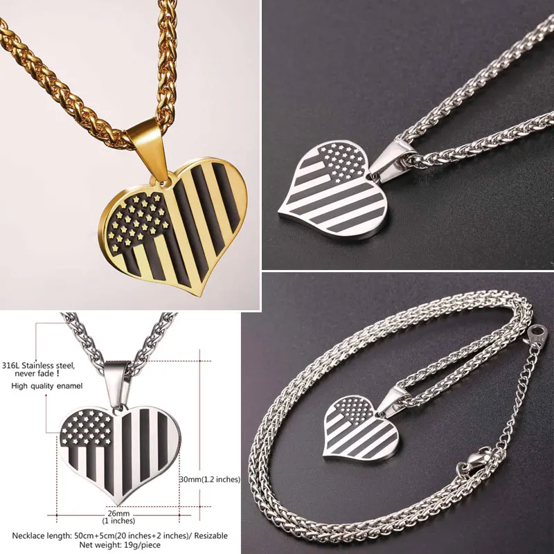 U7 Американский Флаг Подвеска С Цепочкой Для Мужчин США Символ Кулон & Цепочки