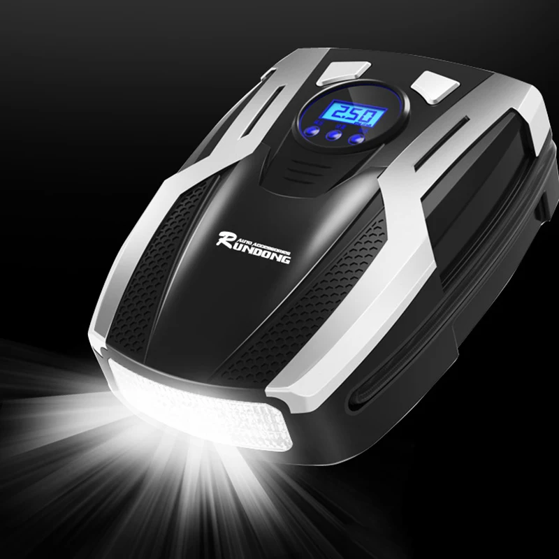 Rundong авто аксессуары Ac-980 серебристый, АБС-пластик, автомобильный надувной насос автомобильный насос перекачки автомобиля, украшенное мозаикой из драгоценных камней, 12V электрический шин цифровой Дисплей туфли-лодочки