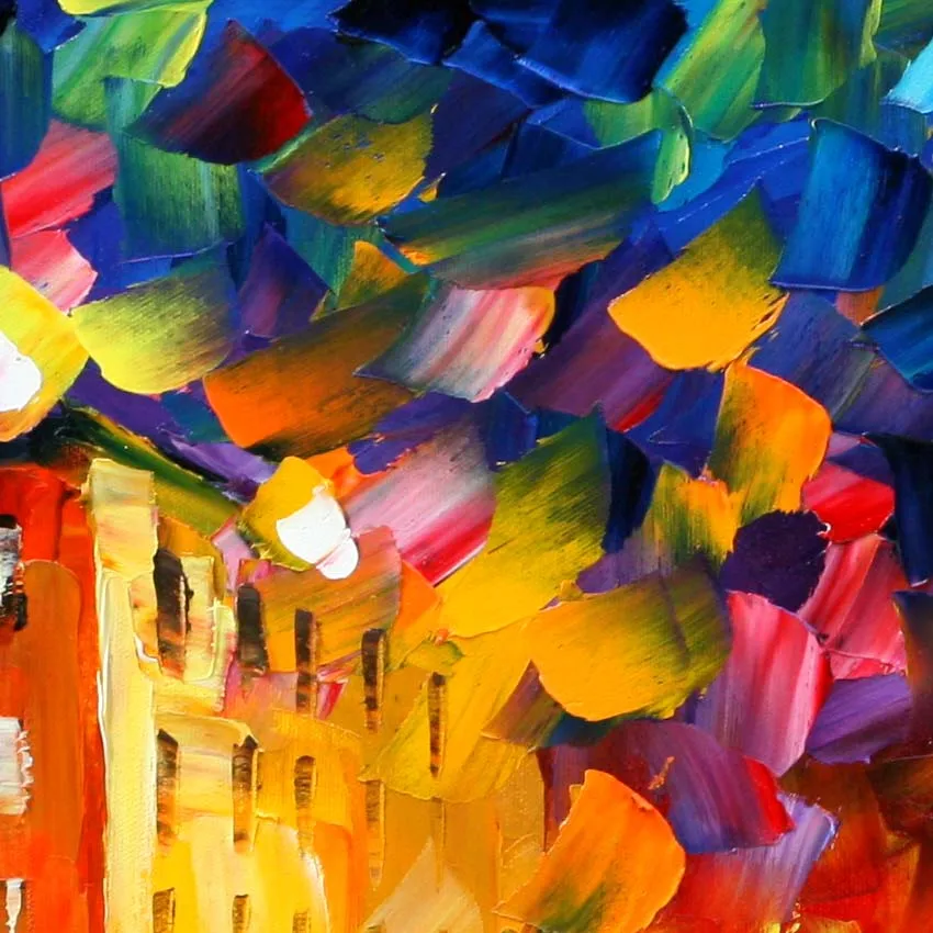 Large size 100% handpainted knife night street Oil Painting On Canvas Wall Art picture for sitting Room home Decoration no frame | Дом и сад