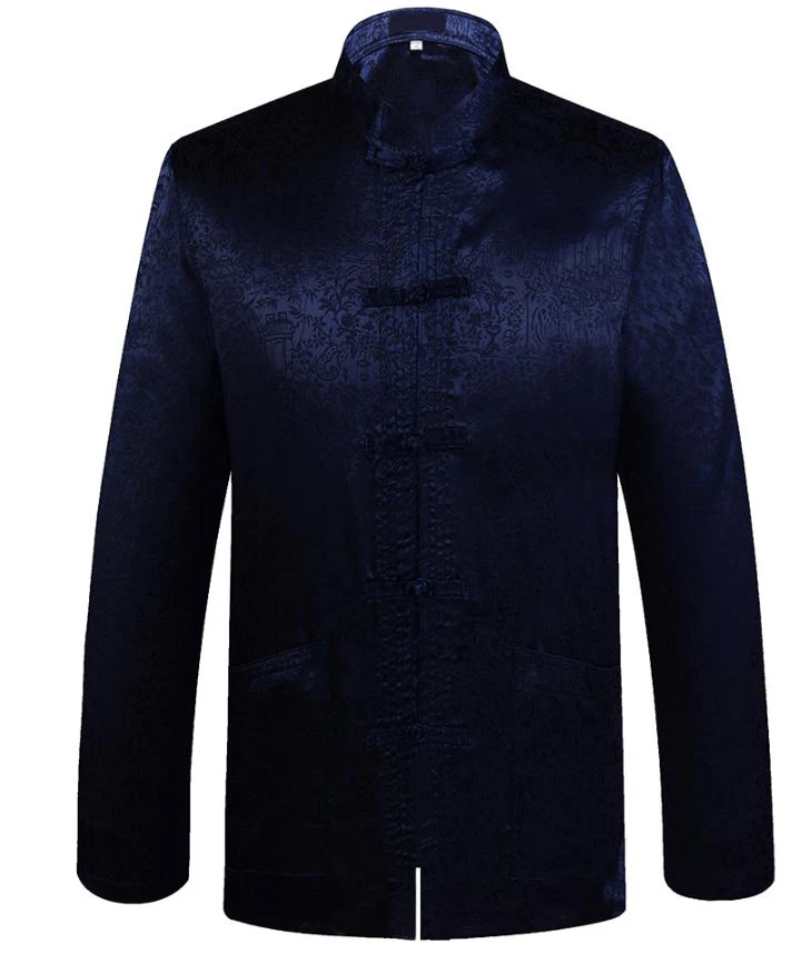 navyblue 3 Осень человек дракон Кунг Фу куртка пальто Традиционный китайский воротник мандарина Тан костюм одежда для мужчин Camisa Masculina - Цвет: navyblue 3
