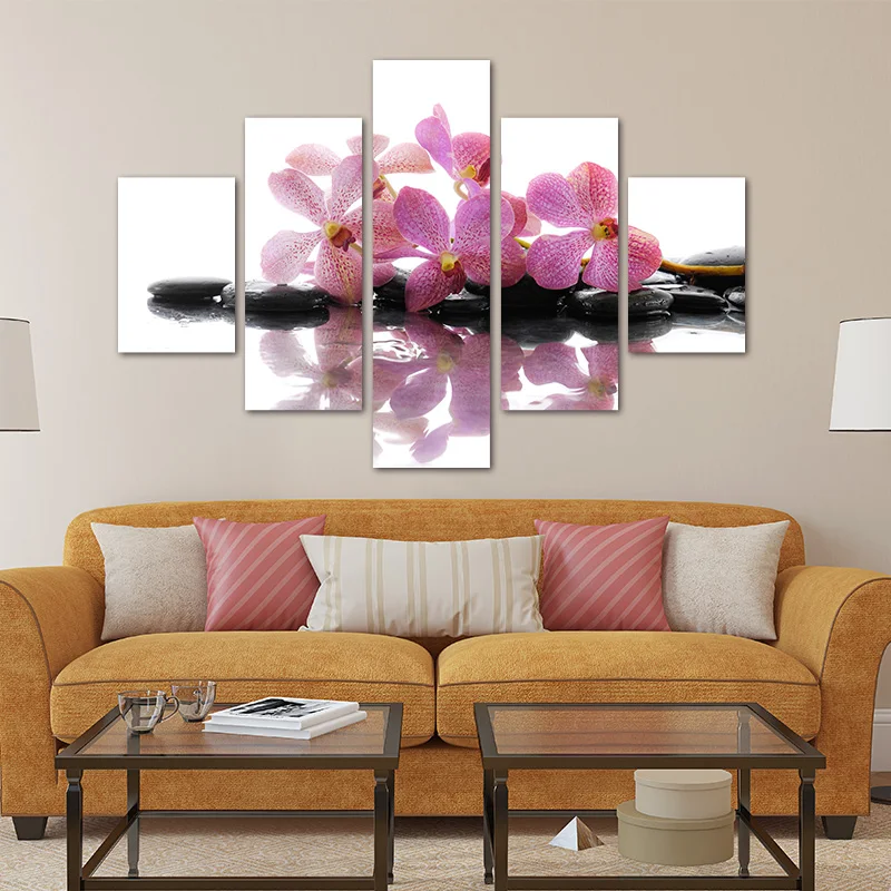 5 шт. бескаркасные картины на холсте фиолетовая орхидея настенная Картина