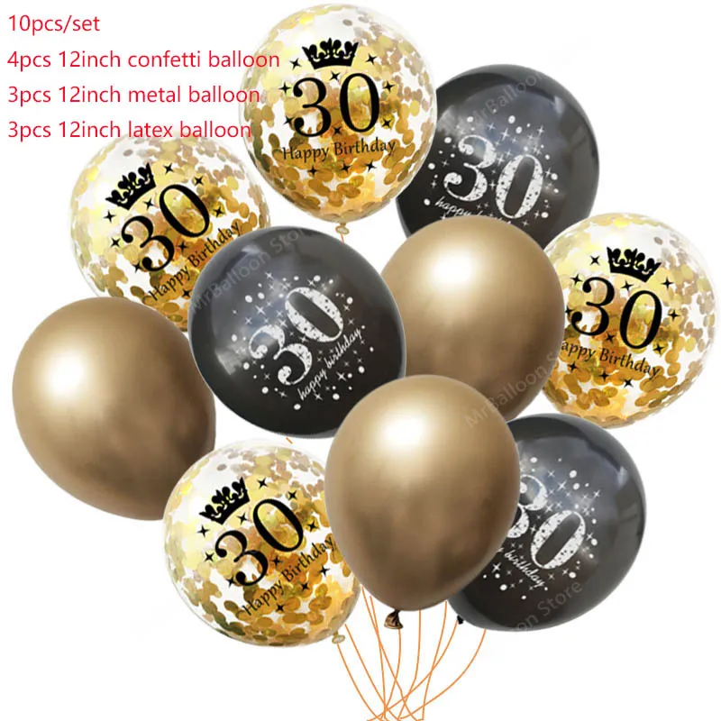 BG Birthday 30 60, 50, 40, 30 черные и золотые шары на день рождения, конфетти, баллоны для дня рождения, украшения для вечеринок, для взрослых, балоны, гелиевые шары - Цвет: BG Birthday 30