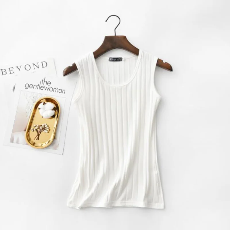 Aucfzid Summer Plus Size 3XL Tank Top Cotton Elastic T Shirt Female Sleeveless Basic Tops Slim Casual Tee A041 | Женская одежда