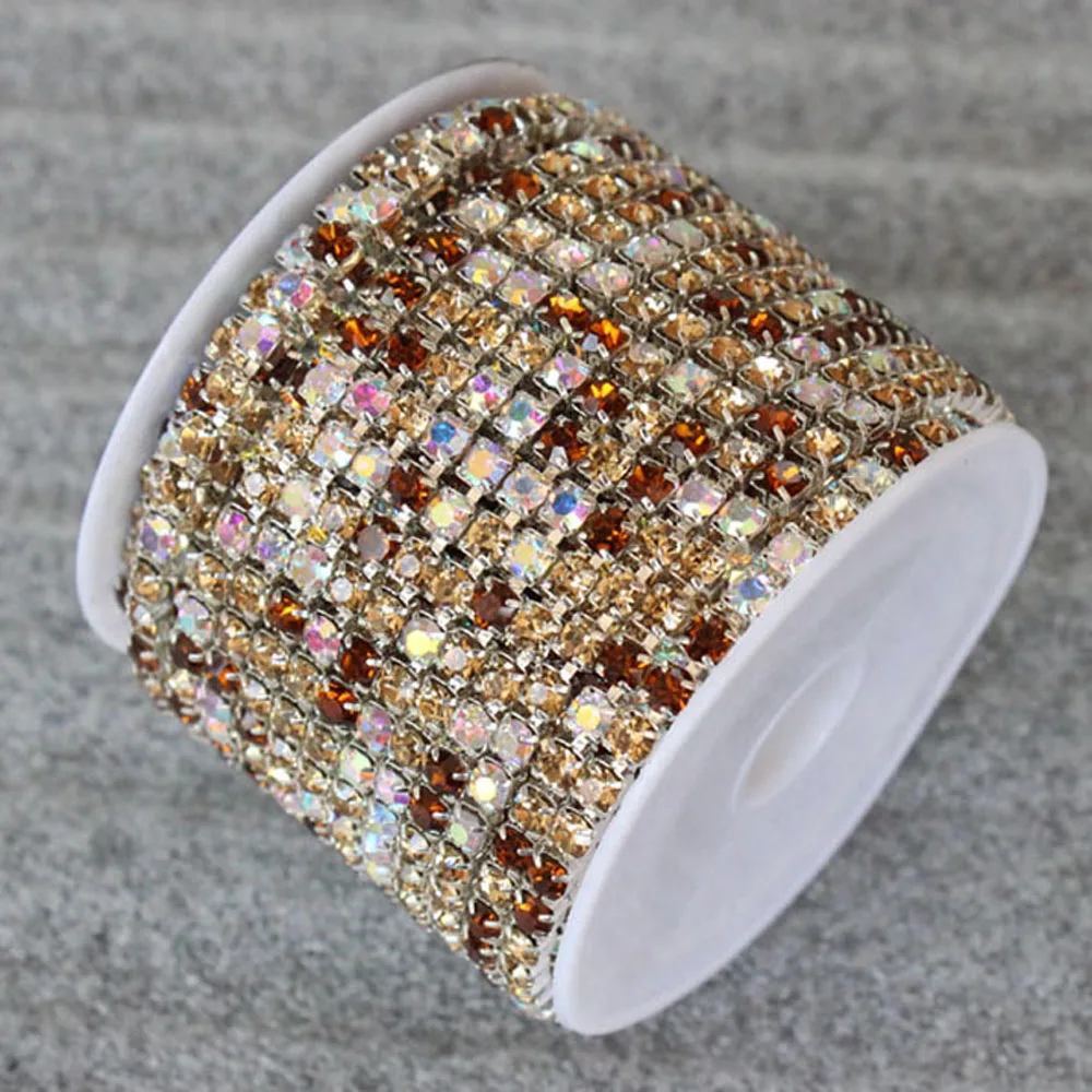 

10yard/lot SS8 SS10 SS12 1 row chain silver base cup claw rhinestone chain sew on rhinestone non hotfix rhinestone chain