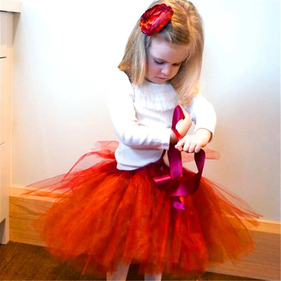 Рождественская юбка-пачка бордового цвета детская для девочек элегантная юбка