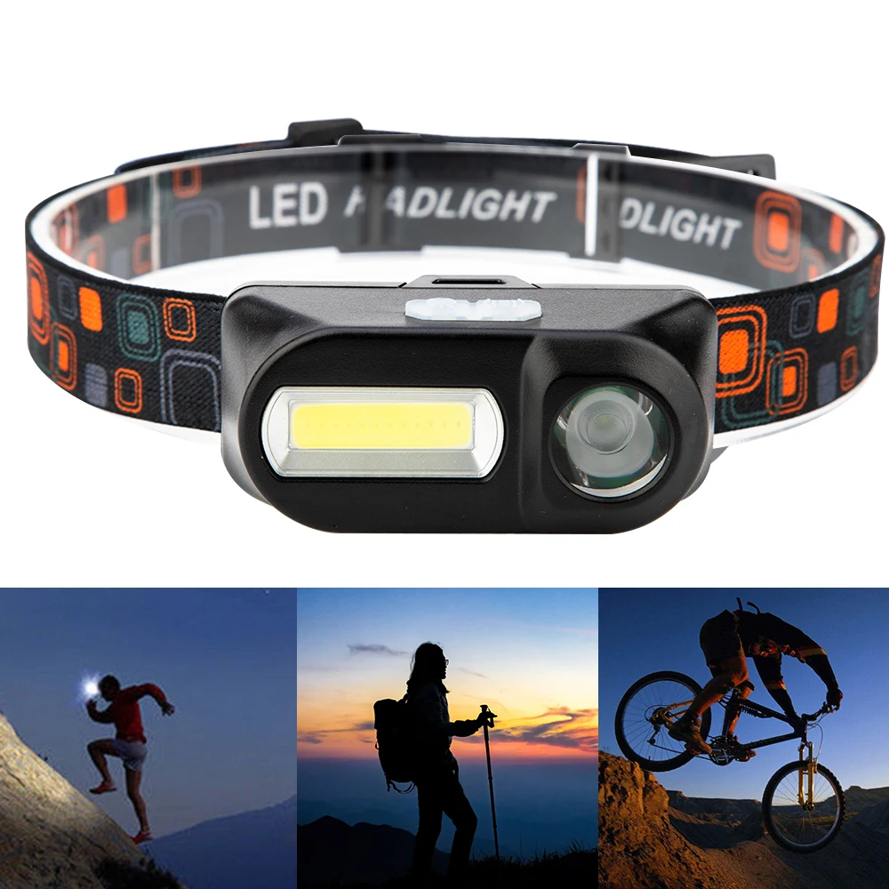 Мини Водонепроницаемый XPE COB светодиодный 6 режимный налобный фонарь с USB