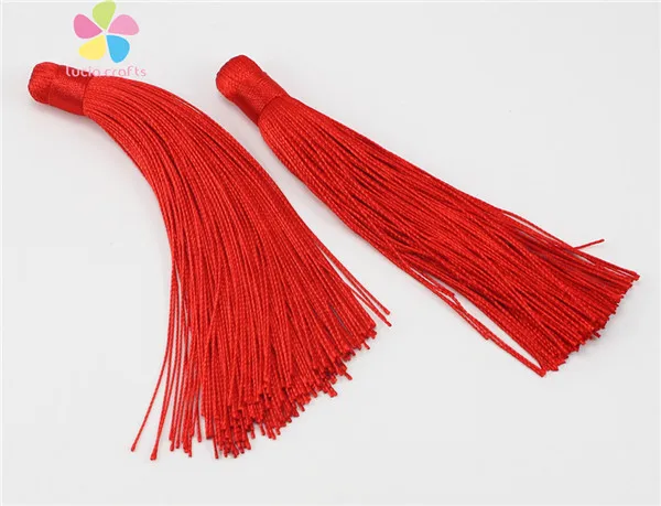 Red 2pcs Lucia crafts 2 шт./лот около 12 см разноцветный вариант кисточкой Серьги Подвески DIY Швейные аксессуары материалы I0201 - Цвет: Red 2pcs