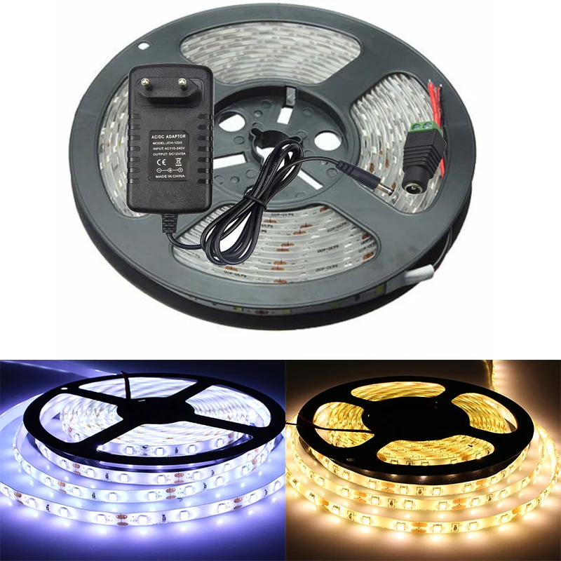 5 м 5630 5730 Водонепроницаемый IP светодиодный ленточный светильник DC12V 60led/м гибкий ленточный светильник ярче, чем 3528 5050 полный набор адаптеров