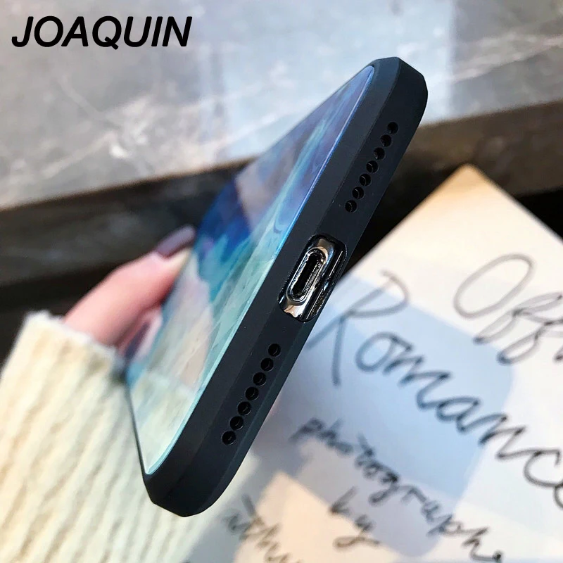 Синие мраморные упрочненные стеклянные Чехлы для apple iphone 6 S plus 7 8 X XR XS MAX laser Blu-Ray phone