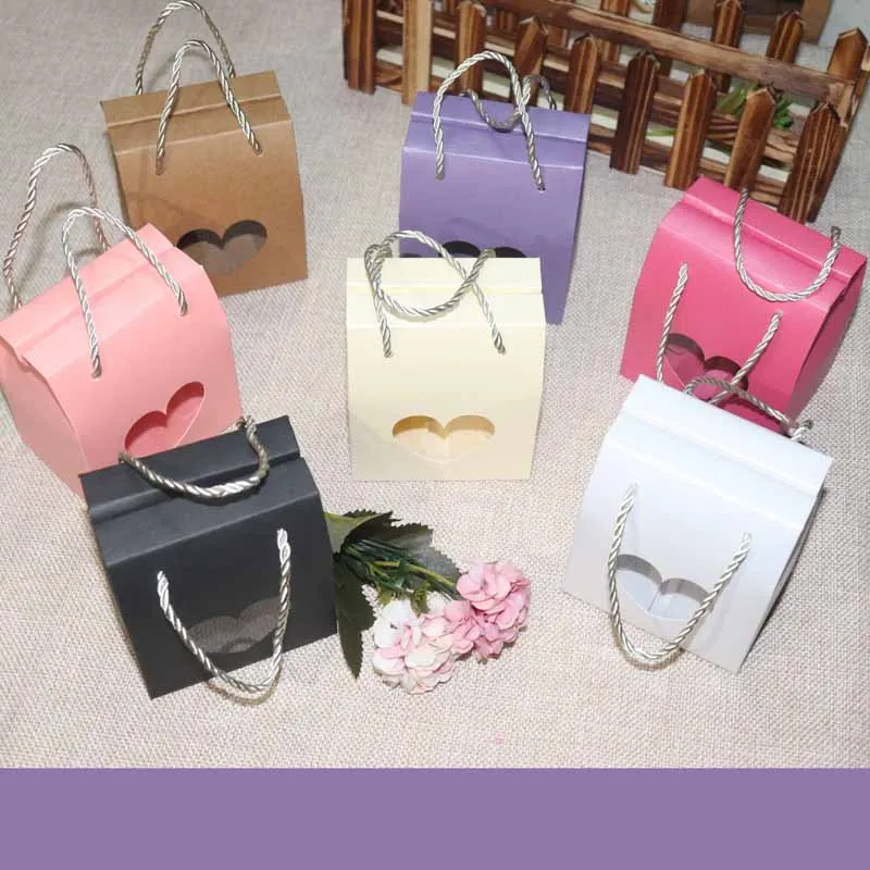 Новые 10 шт бумажные прозрачные милые окна коробки многоцветные конфеты с ручкой