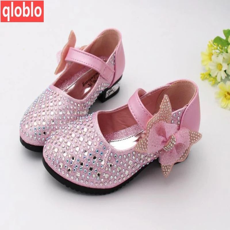 

2022 New Girl Princess party Casual shoes kids shoes girls sandals shoes Shiny sequins High Heels Leather Shoes with heels