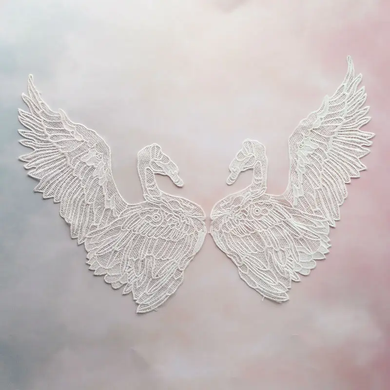 1 пара кружевной воротник аппликация вышитые нашивки с птицами для одежды платья