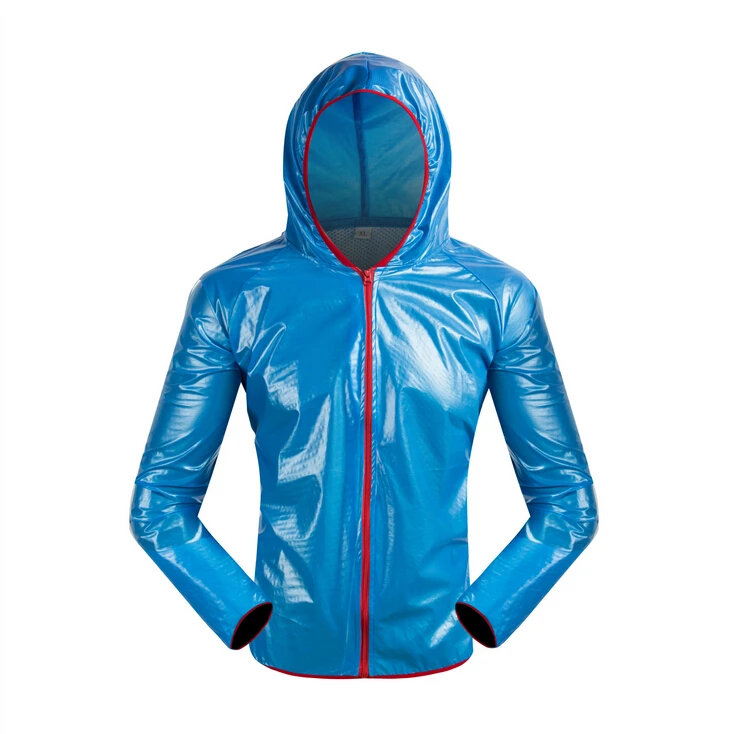 Blue jacket Queshark велосипедная футболка с капюшоном, плащ для велоспорта, одежда для бега, куртка с длинным рукавом, непромокаемая водонепроницаемая одежда - Цвет: Blue jacket