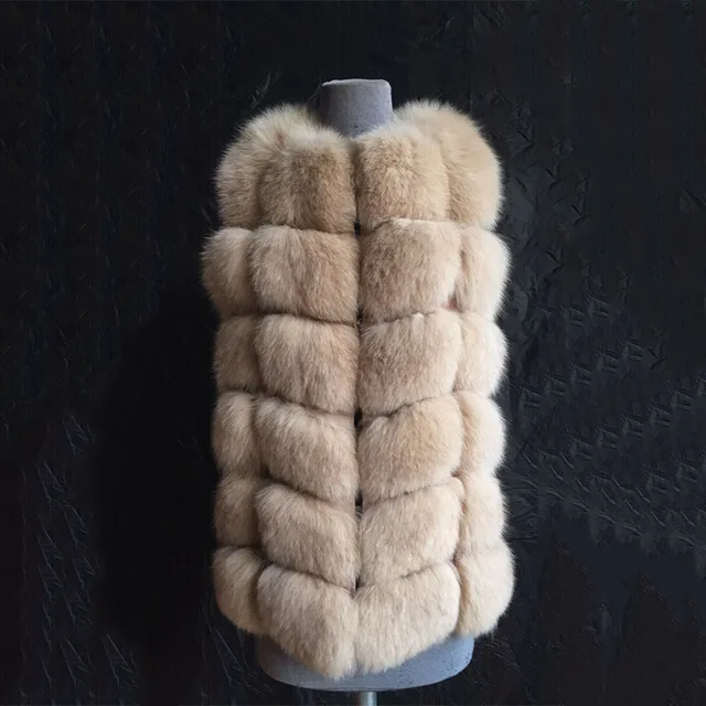 Женский Пушистый Жилет из натурального меха зимняя утепленная куртка без