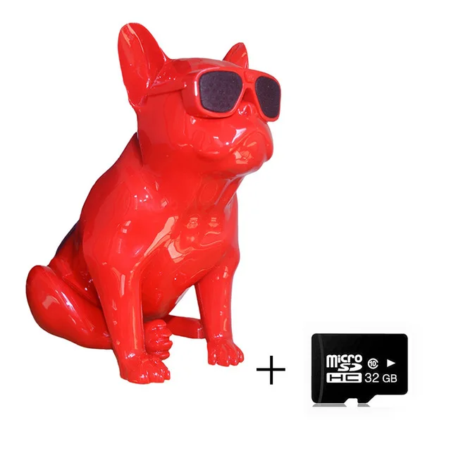 Red with 32G card Беспроводной Bluetooth динамик S4╱S5 бульдог динамик сабвуфер многофункциональные компьютерные колонки Портативный HIFIBass плеер для подарков - Цвет: Red with 32G card