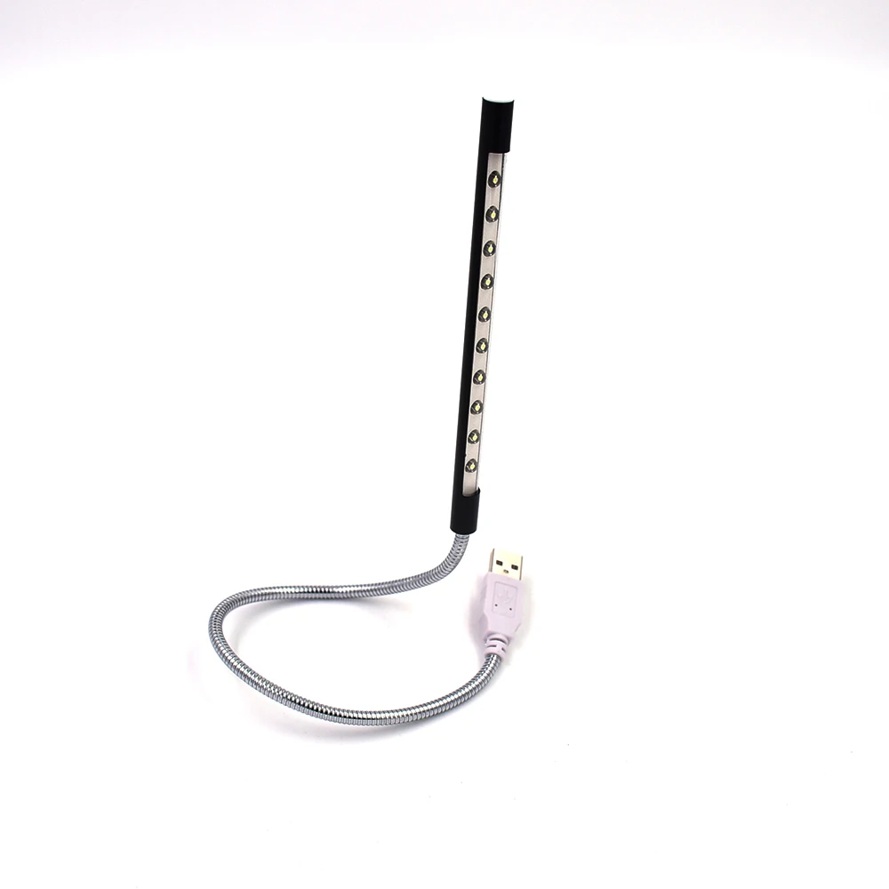 black Anpro 1 шт. гибкий ультра яркий мини 10 светодиодный USB ночник настольная книга для чтения светодиодный светильник компьютерная лампа для клавиатуры для ПК ноутбука - Испускаемый цвет: black