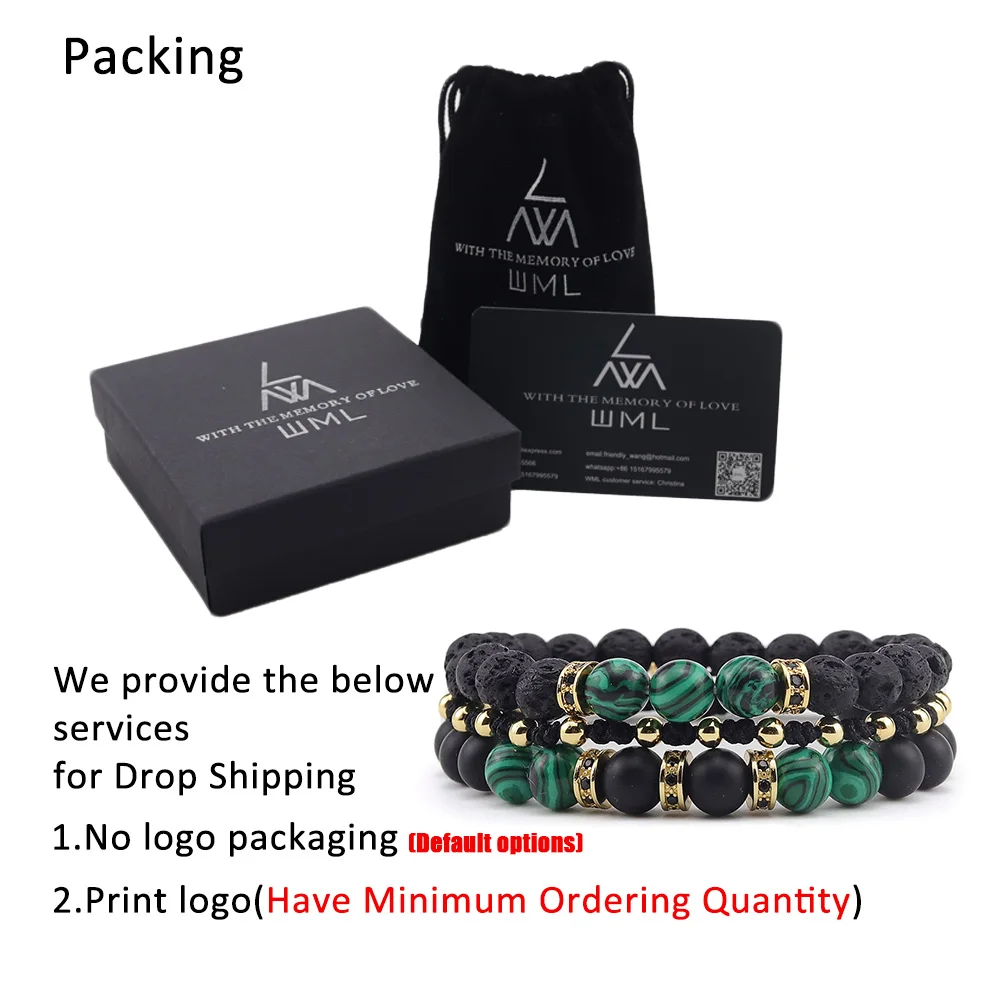 3pcs/Set Luxury CZ copper Charm mens Bracelet Braided macrame Malachite natural stone beads bracelets &amp bangles for Men Jewelry |
