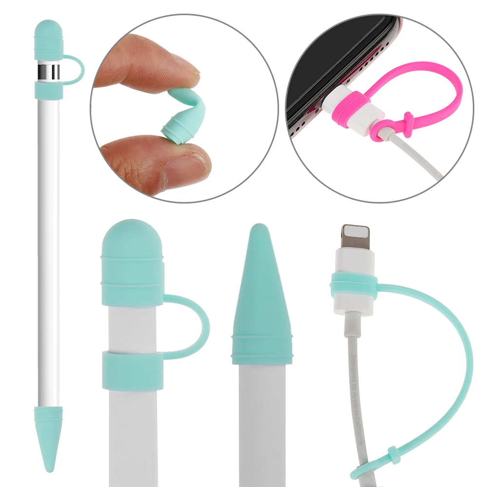 3 шт. цветной профессиональный карандаш Apple Pencil cap Держатель/наконечник крышка/кабель адаптер трос силиконовый чехол 3 в 1 стилус аксессуары