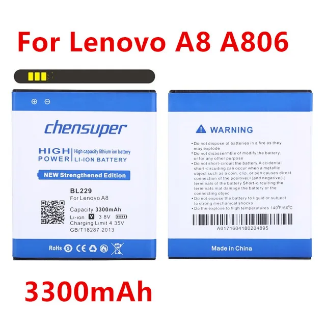 Обновленная безопасная и долговечная батарея 3300 мАч BL229 BL 229 Для Lenovo A8 A808T A806 |