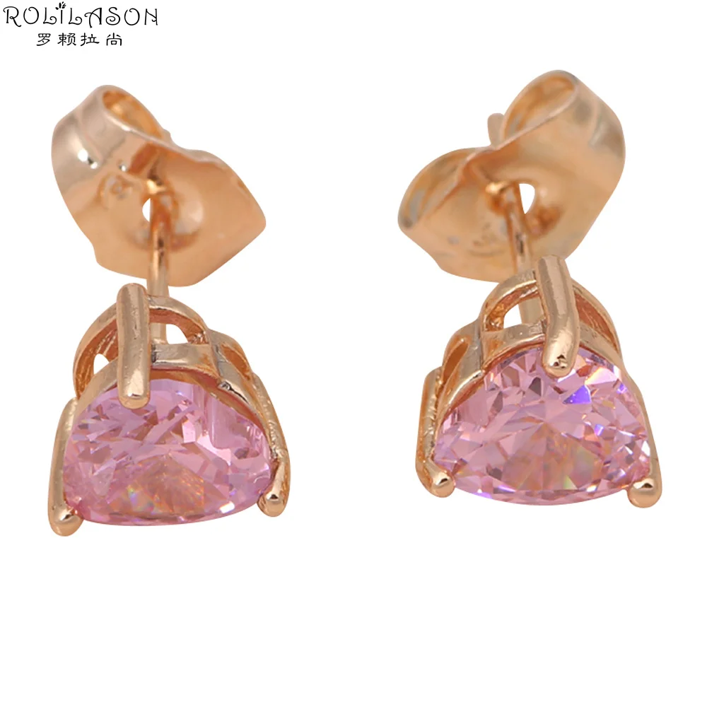 Beautiful Pink Zircon Designers gold tone fashion jewelry for Girls High Quality Crystal Stud Earrings JE824 | Украшения и