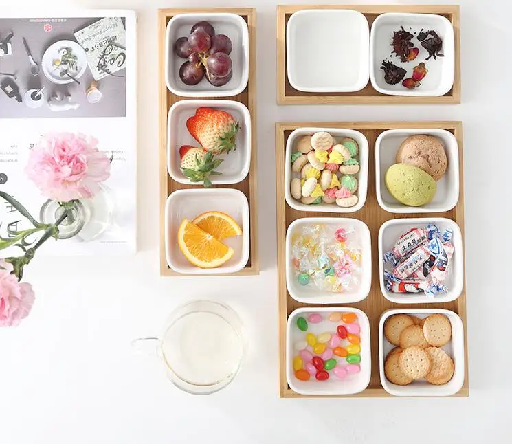 Керамическая тарелка для закусок десертная квадратные миски Ramekin поднос сухих
