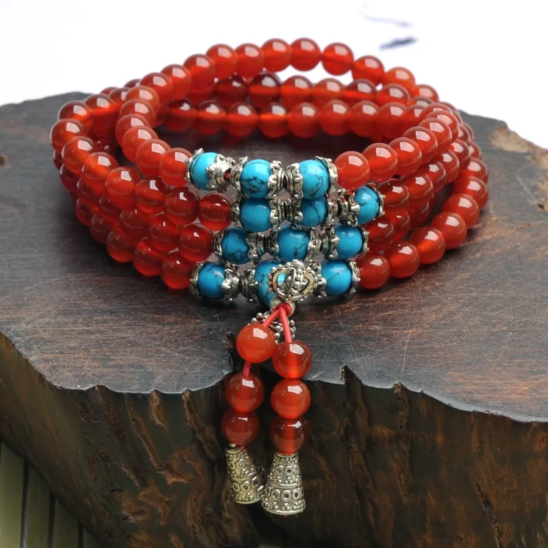 Новинка бусины из натуральной кожи с голубым камнем 6 мм тибетские бриллиантовые