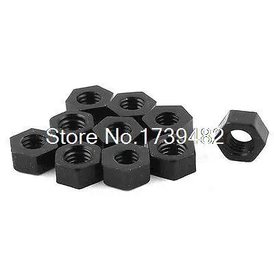 

10 Pcs Nylon M6 Threaded Hexagon Screws Hex Nuts Black