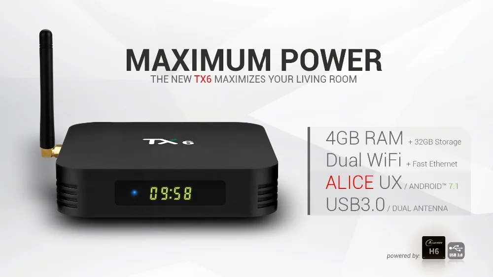 TX6 ТВ приставка android 9,0 Allwinner H6 4 Гб DDR3 32 ГБ/64 Гб EMMC 2,4 ГГц 5 ГГц WiFi BT4.1 поддержка 4 к H.265 телеприставка Youtube плеер