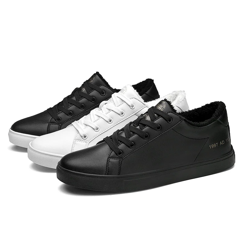 SUROM Men's Autumn Winter Sneakers Fashion Board Shoes Super Fiber Leather Krasovki White Color Brand Casual Laces Flats | Обувь