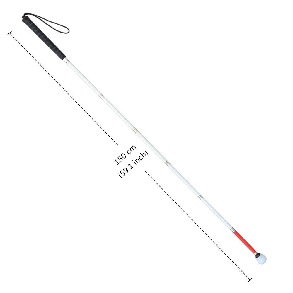 150cm (59.1 inch) 125 см-155 см, 7-алюминиевый профиль слепой тростник с черной ручкой, отражающий белый и красный, складная трость для слепых - Цвет: 150cm (59.1 inch)