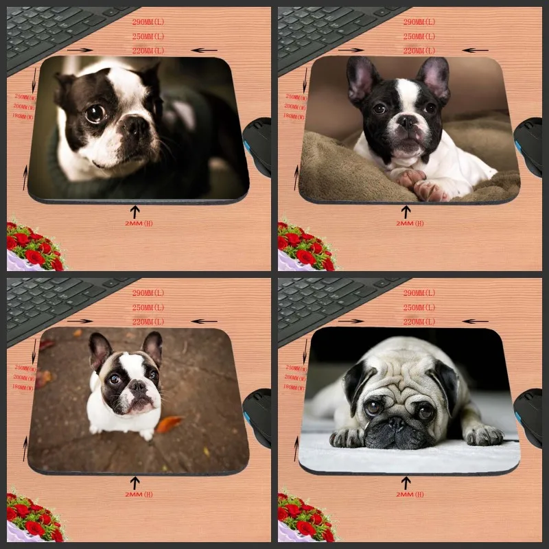 Черно белый антискользящий прямоугольный прочный компьютерный коврик для мыши