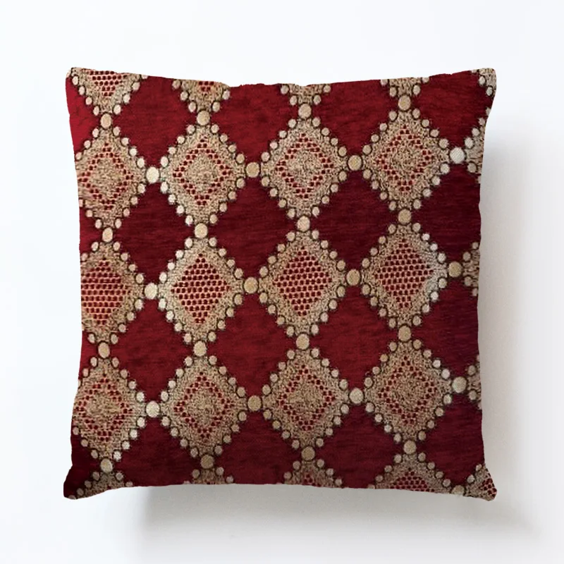 Подушка из хлопка и льна супермягкая с геометрическим рисунком наволочка без