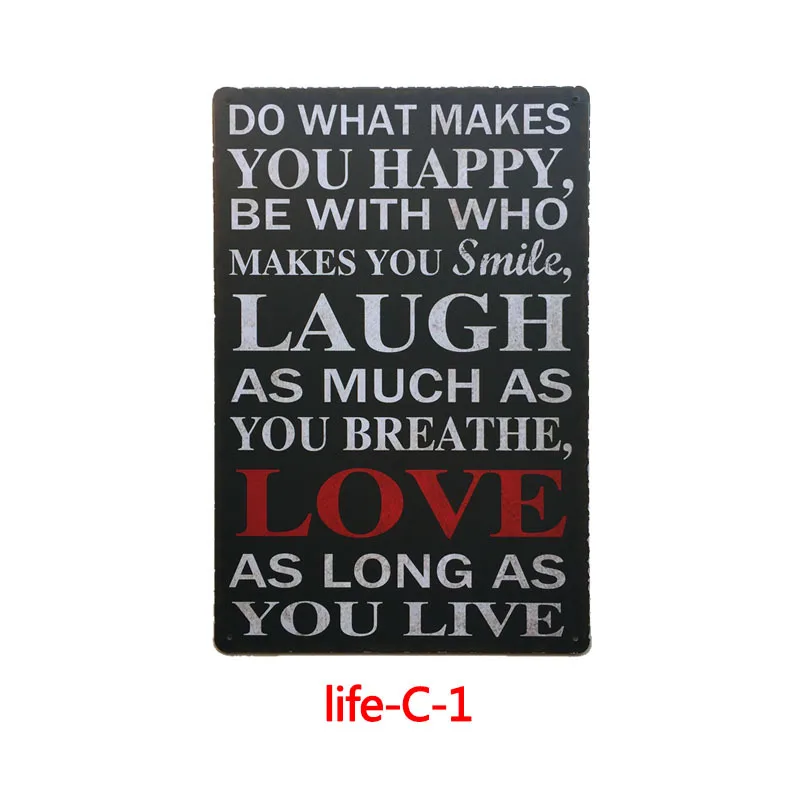 New Happy Life Metal Plaque Vintage Tin Sign Home Bar Office Decor Work Hard Plates Art Poster Gift | Дом и сад
