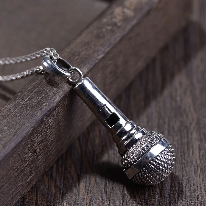 Мужской простой микрофон в ретро стиле из стерлингового серебра S925 пробы