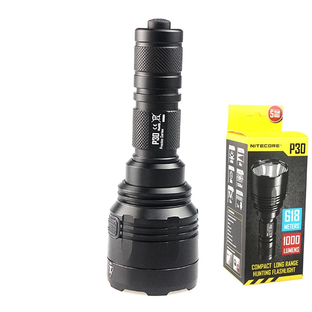 NITECORE P30 5 режимов CREE XP-L HI V3 светодиодный светильник-вспышка 1000 лм большой дальности 618 м на 18650 Аккумулятор для охотничий фонарь, поисковый светильник