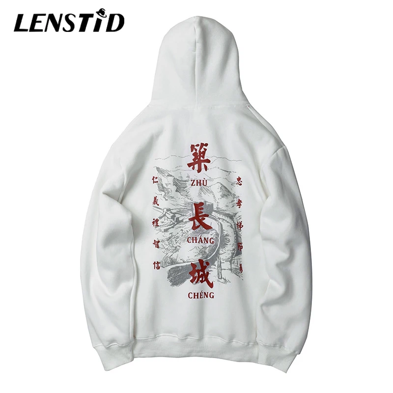 LENSTID 2019 Харадзюку Китайский Персонаж Великая стена принт хип-хоп стиль уличная